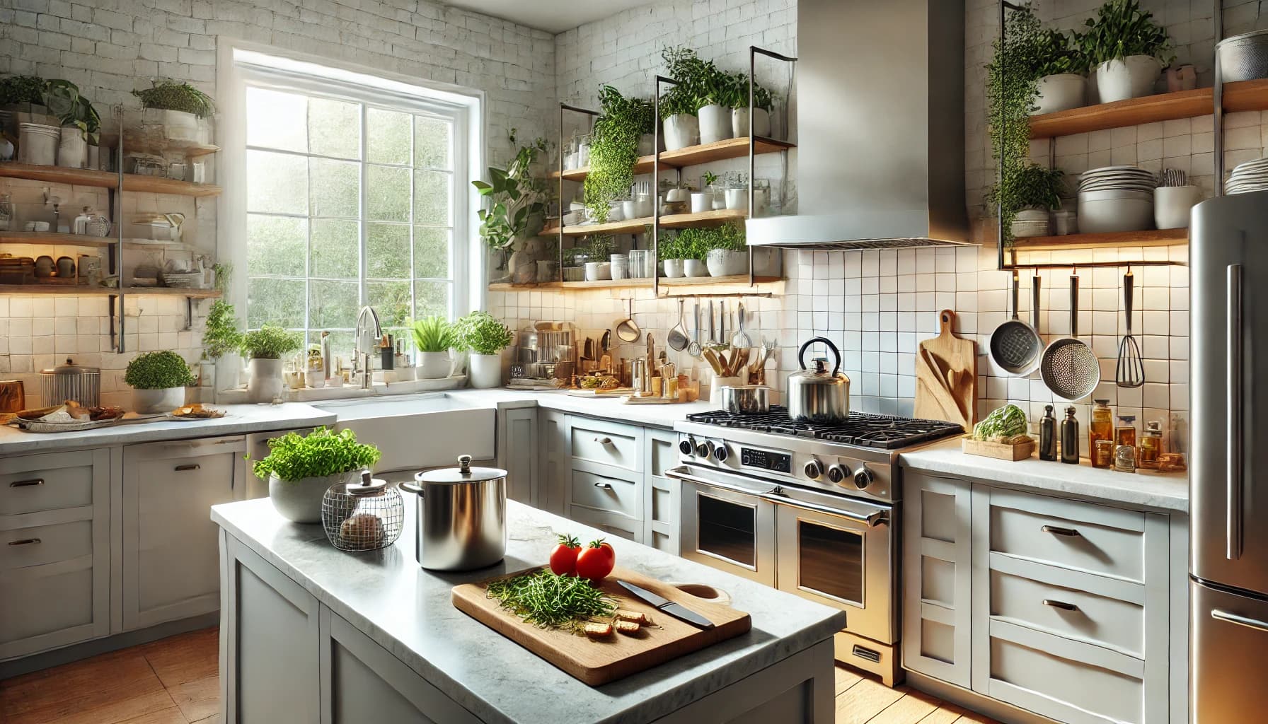 Kitchen with fresh ingredients